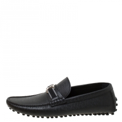 Pre Owned Louis Vuitton Black Leather Hockenheim Loafers Size 42