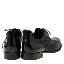 Pre Owned Louis Vuitton Black Perforated Leather Cap Toe Oxfords Size 43.5