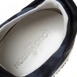Louis Vuitton Blue Camouflage Fabric Frontrow Low Top Sneakers Size 43.5