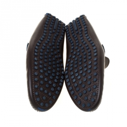 Pre Owned Louis Vuitton Dark Brown Leather Hockenheim Loafers Size 42.5