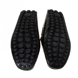 Louis Vuitton Damier Embossed Leather Bow Detail Loafers Size 44
