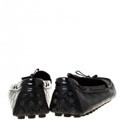 Louis Vuitton Damier Embossed Leather Bow Detail Loafers Size 44