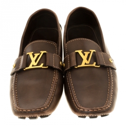 Pre Owned Louis Vuitton Brown Leather Monte Carlo Loafers Size 43.5