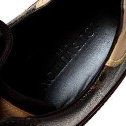 Louis Vuitton Brown Monogram Canvas and Suede Low Top Sneakers Size 43.5