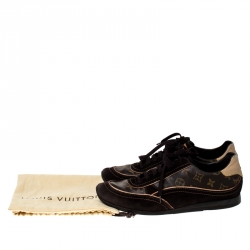 Louis Vuitton Brown Monogram Canvas and Suede Low Top Sneakers Size 43.5