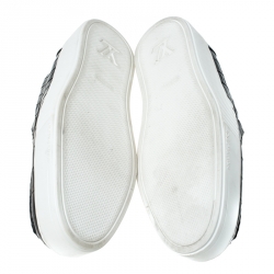 Pre Owned Louis Vuitton Black Croc Embossed Leather Slip On Sneakers Size 45