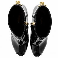 مملوكة مسبقًا Louis Vuitton Black Patent Oh Really! Peep Toe Ankle Boots Size 38 