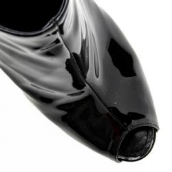 مملوكة مسبقًا Louis Vuitton Black Patent Oh Really! Peep Toe Ankle Boots Size 38 