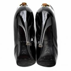 مملوكة مسبقًا Louis Vuitton Black Patent Oh Really! Peep Toe Ankle Boots Size 38 