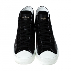 Pre Owned Louis Vuitton Monogram Canvas And Suede High Top Lace Up Sneakers Size 41