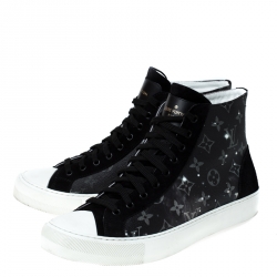 Pre Owned Louis Vuitton Monogram Canvas And Suede High Top Lace Up Sneakers Size 41