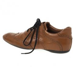 Pre Owned Louis Vuitton Tan Leather Lace Up Oxfords Size 43.5