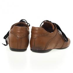 Pre Owned Louis Vuitton Tan Leather Lace Up Oxfords Size 43.5