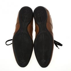 Pre Owned Louis Vuitton Tan Leather Lace Up Oxfords Size 43.5