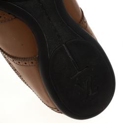 Pre Owned Louis Vuitton Tan Leather Lace Up Oxfords Size 43.5