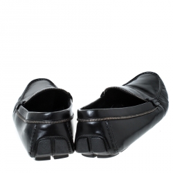 Pre Owned Louis Vuitton Black Leather Monte Carlo Slip On Loafers Size 45