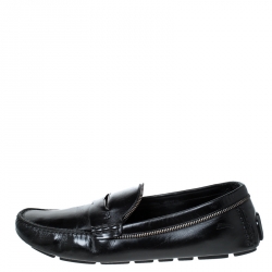 Pre Owned Louis Vuitton Black Leather Monte Carlo Slip On Loafers Size 45
