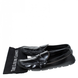 Pre Owned Louis Vuitton Black Leather Monte Carlo Slip On Loafers Size 45