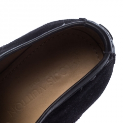 Pre Owned حذاء أوكسفورد لوي فيتون سويدي وجلد بروغ برباط أزرق كحلي مقاس 43