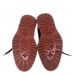 Pre Owned حذاء أوكسفورد لوي فيتون سويدي وجلد بروغ برباط أزرق كحلي مقاس 43