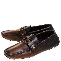 Pre Owned حذاء لوفرز لوي فيتون مونت كارلو جلد رصاصي مقاس 44