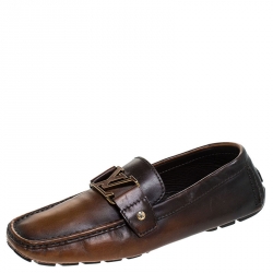 Pre Owned حذاء لوفرز لوي فيتون مونت كارلو جلد رصاصي مقاس 44