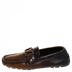 Pre Owned حذاء لوفرز لوي فيتون مونت كارلو جلد رصاصي مقاس 44