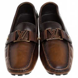 Pre Owned حذاء لوفرز لوي فيتون مونت كارلو جلد رصاصي مقاس 44