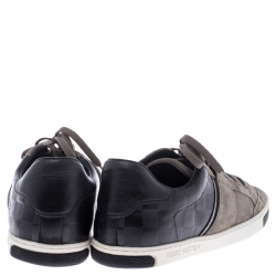 Pre Owned Louis Vuitton Grey/Black Suede And Leather Low Top Sneakers Size 41
