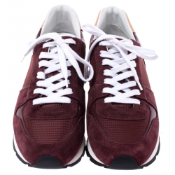 مملوكة مسبقًا Louis Vuitton Burgundy Mesh, Leather and Suede Abbesses Lace Up Sneakers Size 41