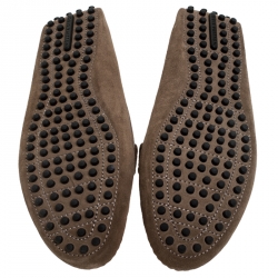 Pre Owned Louis Vuitton Brown Suede Slip On Loafers Size 41