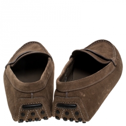 Pre Owned Louis Vuitton Brown Suede Slip On Loafers Size 41