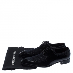 Pre Owned Louis Vuitton Amarante Monogram Fabric and Patent Leather Lace Up Derby Size 43.5