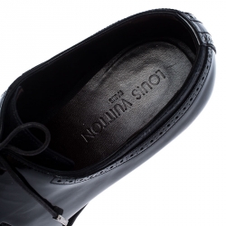 Pre Owned Louis Vuitton Amarante Monogram Fabric and Patent Leather Lace Up Derby Size 43.5