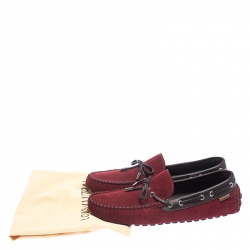 Pre Owned Louis Vuitton Red Suede Gloria Loafers Size 42.5