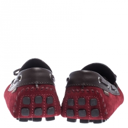 Pre Owned Louis Vuitton Red Suede Gloria Loafers Size 42.5