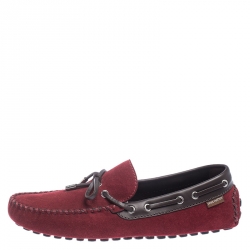 Pre Owned Louis Vuitton Red Suede Gloria Loafers Size 42.5
