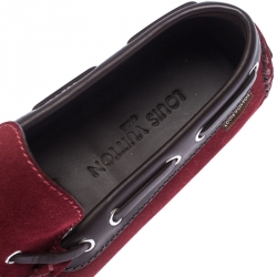 Pre Owned Louis Vuitton Red Suede Gloria Loafers Size 42.5