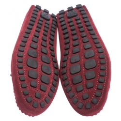Pre Owned Louis Vuitton Red Suede Gloria Loafers Size 42.5
