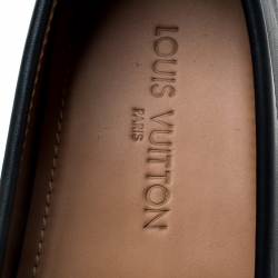 Pre Owned Louis Vuitton Blue/White Leather Shade Penny Loafers Size 44