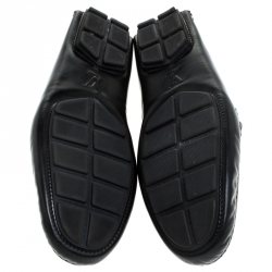 مملوكة مسبقًا Louis Vuitton Black Leather S-Lock Driving Loafers Size 44