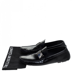 مملوكة مسبقًا Louis Vuitton Black Leather S-Lock Driving Loafers Size 44