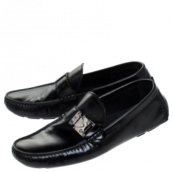 مملوكة مسبقًا Louis Vuitton Black Leather S-Lock Driving Loafers Size 44