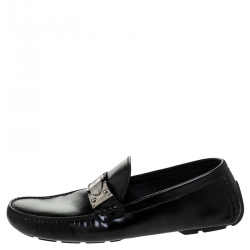 مملوكة مسبقًا Louis Vuitton Black Leather S-Lock Driving Loafers Size 44