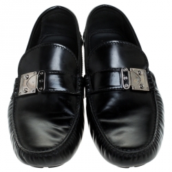 مملوكة مسبقًا Louis Vuitton Black Leather S-Lock Driving Loafers Size 44
