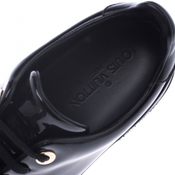 Pre Owned Louis Vuitton Black Patent Leather Frontrow Low Top Lace Up Sneakers Size 39.5
