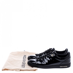 Pre Owned Louis Vuitton Black Patent Leather Frontrow Low Top Lace Up Sneakers Size 39.5