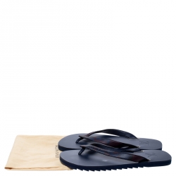 Pre Owned Louis Vuitton Blue Leather And Rubber Molitor Thong Flip Flops Size 42