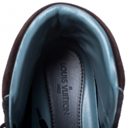 Pre Owned Louis Vuitton Multicolor Leather and Suede Lace Up High Top Sneakers Size 44.5