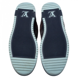 Pre Owned Louis Vuitton Multicolor Leather and Suede Lace Up High Top Sneakers Size 44.5